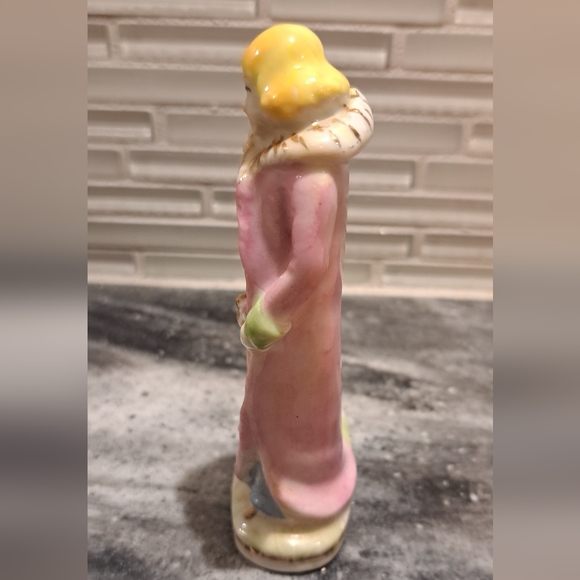 Vintage Hand Painted Art Deco Style Flapper Lady W/ Deer. Occupied Japan - Picture 2 of 7